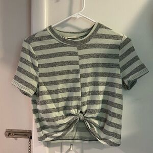 Altar'd State Gray and Cream Striped Top